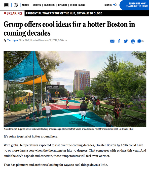 A photo of a Boston Globe story for Ellis Strategies client Urban Land Institute